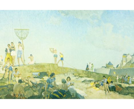 Sir William Russell Flint Framed print, signed to lower margin ‘The Shrimpers’ 35cm x 61cm 