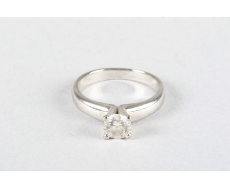 Boxed 18 carat white gold solitaire diamond ring 0.7 carat brilliant cut diamond 