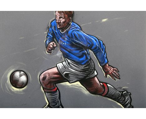 Peter Howson OBE (Scottish born 1958) ARR Framed pastel, signed ‘Jorg Albert The Hammer, Rangers’ 45cm x 59cm 