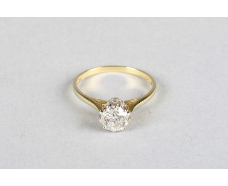 18 carat gold solitaire diamond ring, .75 carat brilliant cut diamond