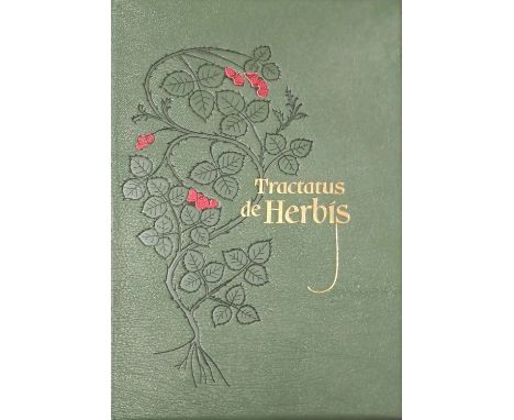 Folio Society: A cased limited edition (877/1000) leatherbound copy of 'Tractatus de Herbis' together with a commentary book 