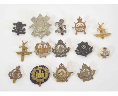 Quantity of 14 various WWI and Edwardian period British Cyclists Regiment cap badges to include 2 Essex Regiment Cycling Batt