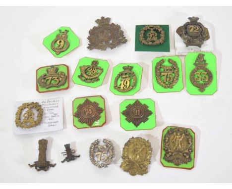 Quantity of 16 various Glengarry cap badges to include first type 1874 to 1881 72nd Regiment of Foot Duke of Aubyns Own Highl