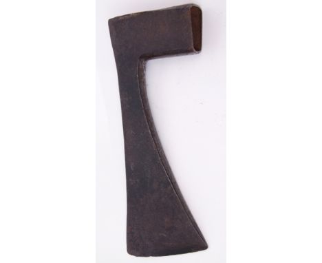 Iron 17th century executioner's axe head with illegible proof marks, 32cm long