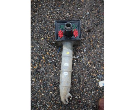 An ornate painted lead drain hopper