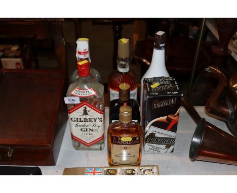 A bottle of Malibu, Southern Comfort, Smirnoff vodka, gin etc.