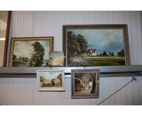 John Constable Reeve, five oil on board studies depicting various landscapes