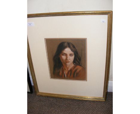 EDGAR ALBERT SLADE (1872-1963) - signed pastel portrait of young woman - 25cm x 22cmCONDITION REPORT.