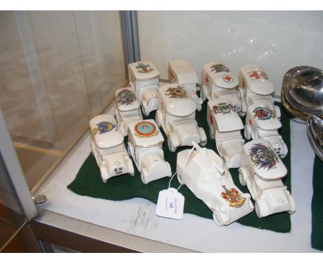 A collection of twelve crested china army trucks