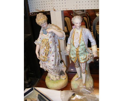 Victorian Continental bisque figures - 50cms high CONDITION REPORT In our judgement, condition of lot is fair. Notably, the i