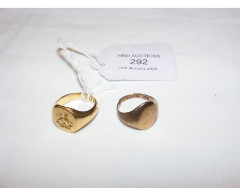 An 18ct gold signet ring and one other