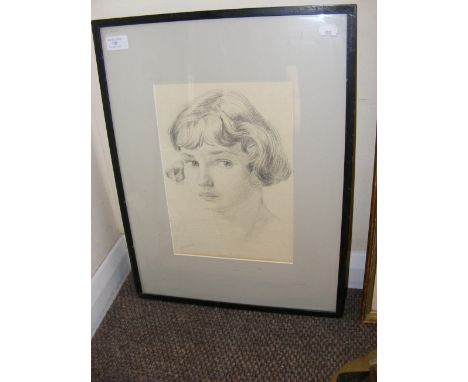 EDGAR ALBERT SLADE (1872-1963)  - signed pencil sketch of daughter Nancie - 30cm x 22cm