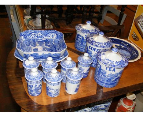 A quantity of Copeland Spode blue and white ware, including Italian, Mandarin and botanical  