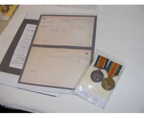 First World War Service Medals pertaining to Pte. C. S. Cosh - 8th & 6th Hampshire Regiment 