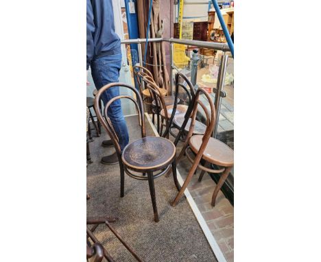Six Bentwood button seat bistro chairs 