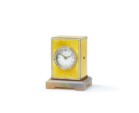  Cartier. An exquisite silver, enamel, agate and diamond Mignonnette clock French, No.99458. made circa 1910 Key-wind mechani