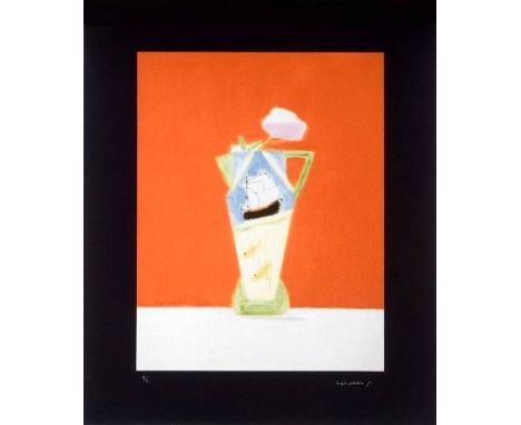 CRAIGIE AITCHISON, R.A. [1926-2009]. Still Life on Vermillion, 2008. screenprint, edition of 85, signed in ink. 55 x 45 cm sh