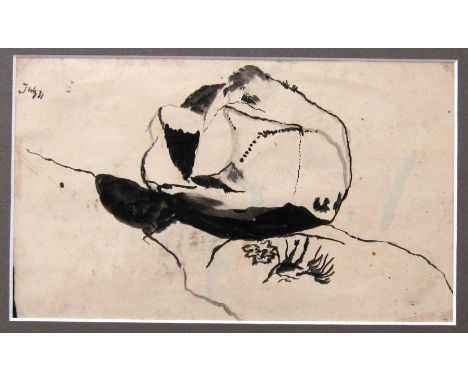 GRAHAM SUTHERLAND [1903-80]. Small Boulder, 1940. ink drawing. titled and dated  by the artist on the reverse. 13 x 22 cm. Ov