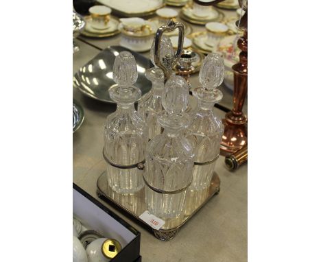 Plated decanter stand and glass decanters