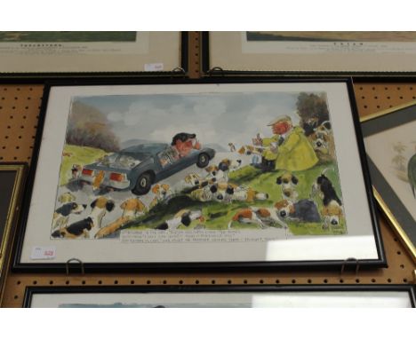 Wilk, (William (Bill) Wilkinson) (1906-1994) ink and watercolour, cartoon 'sportsman in the car'