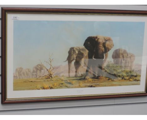 A print after David Shepherd, Elephants 'The Ivory is Theirs'