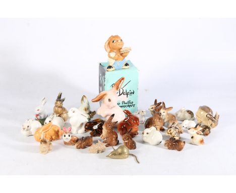 Group of rabbit models to include Zsolnay Pecs, USSR, Wade, Coalport, Sylvac, Philip Laureston, Crestedware, Art Glass, Pende