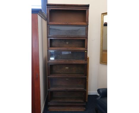 Globe Wernicke oak seven section stacking bookcase, 235cm high. 