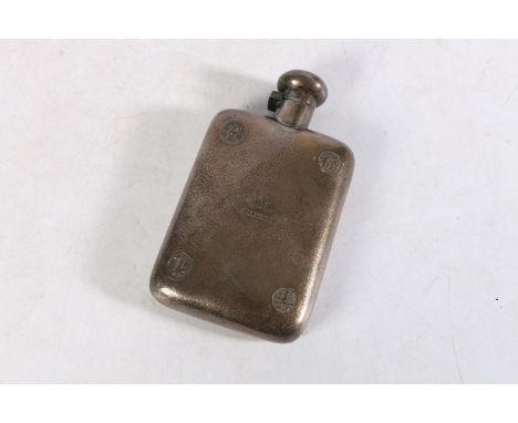Chinese silver hip flask with screw top, engraved JM Shanghai, maker Tuckchang, 201grams. 