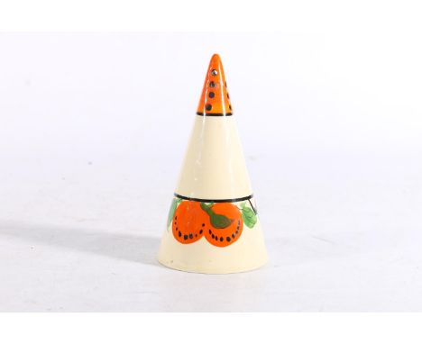 Dolly Cliff (sister of Clarice Cliff) for Wilkinson, a Honeyglaze series hand painted oranges pattern pottery sugar castor of