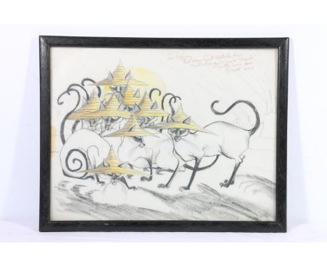 ERROL JOHN LE CAIN (Illustrator 1941-1990) *ARR*&nbsp; The Very First Sketch for "Growltiger's Last Stand"&nbsp; Pencil sketc