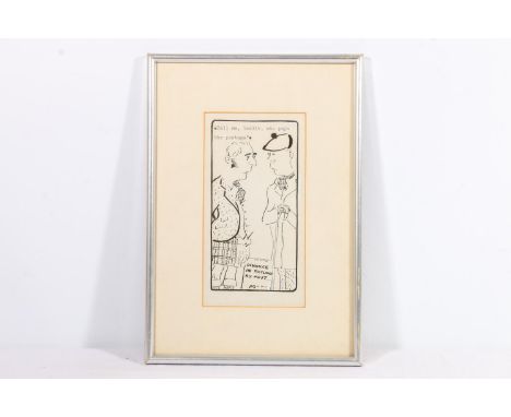 MARK BOXER (1931-1988) *ARR*&nbsp; Tell me Laddie, who pays the postage?&nbsp; Ink sketch, signed 'Marc', 18cm x 9cm.