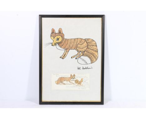 PATRICIA "PAT" EVELYN HUTCHINS (Illustrator 1942-2017)&nbsp; Sketch of the fox from Rosie's Walk book&nbsp; Ink drawing, sign