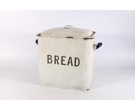 Vintage enamelled metal bread bin, 35cm high. 
