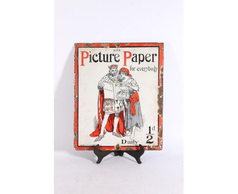 Vintage enamelled metal The Picture Paper advertisement wall sign by E Co Ltd of Birmingham, 37cm x 31cm.&nbsp; 