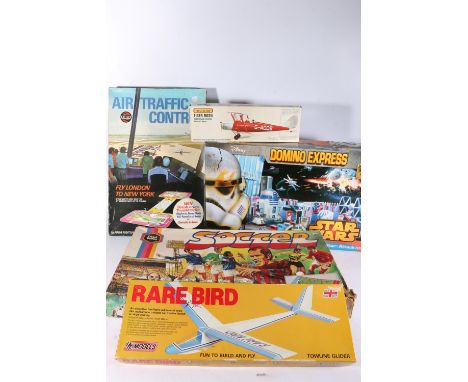 Vintage games including Ideal Star Wars Domino Express Death Star Attack c2015 and Airfix 51680-8Air Traffic Control Airline 