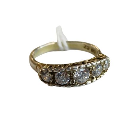 SILVER 5 STONE CUBIC ZIRCONIA RING  - (LOVE YOU ALWAYS ON THE MOUNT) 