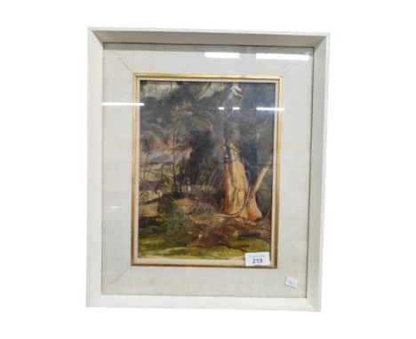 SIGNED OIL ON BOARD - HUNTING SCENE 29CM X 21CM 