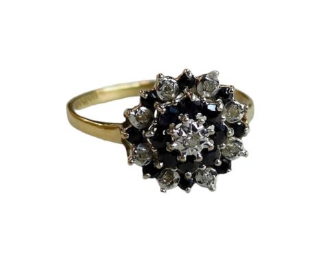 9 CARAT GOLD SAPPHIRE AND DIAMOND RING 