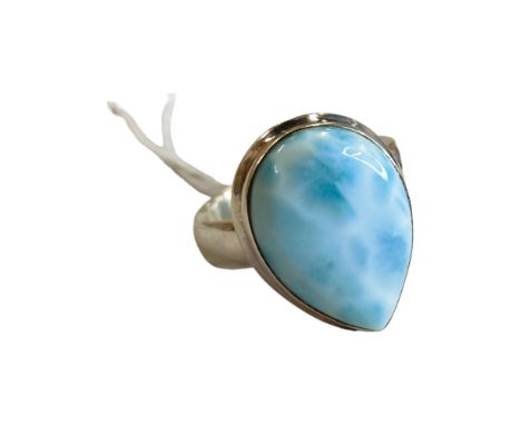 SILVER &amp; LARAMAR RING 