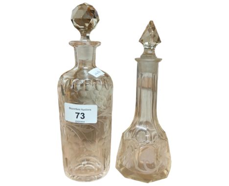 2 VINTAGE GLASS DECANTERS 