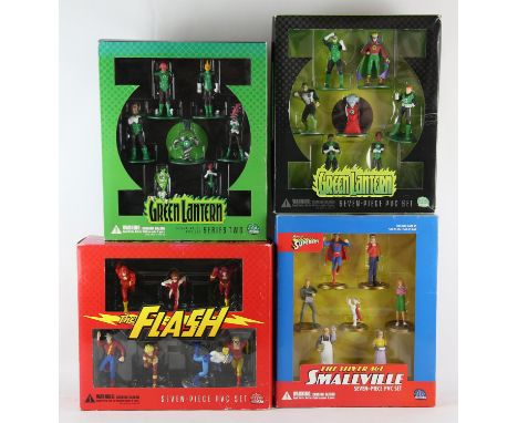 DC Direct boxed Seven-Piece PVC sets - a group of four sets,  includes, The Flash  comprises, Silver Age, Modern Age and Gold