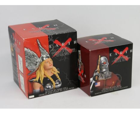 Earth X: a pair of boxed Marvel Universe, Dynamic Forces Limited Edition Resin Busts  includes, Thor: Goddess of Thunder (119