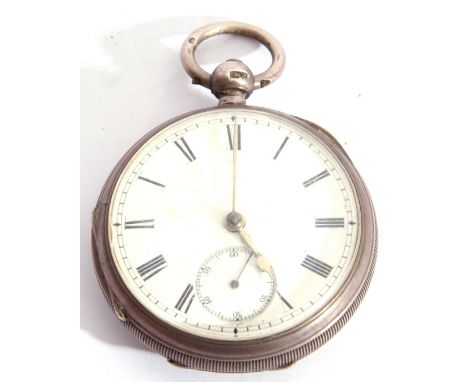 First quarter of 20th century hallmarked silver cased pocket watch, silver hands to a white enamel dial with black Roman nume