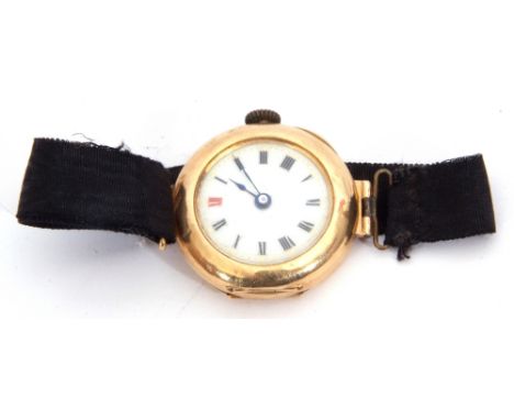 Ladies first quarter of 20th century import hallmarked 15ct gold cased wrist watch with unnamed mechanical movement, having b