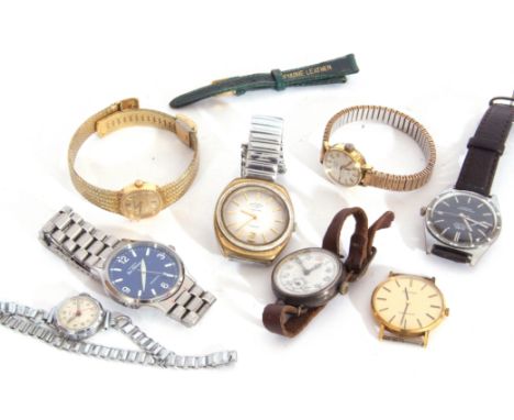 Mixed Lot: five gents wrist watches including a vintage silver cased example and a boxed Ben Sherman  wrist watch together wi