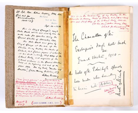 DAVID LLOYD GEORGE. A manuscript political notebook, c.1910. *CR Some minor repairs with adhesive tape.