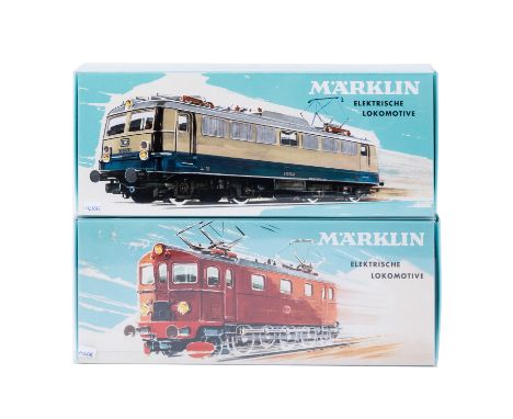 MÄRKLIN zwei E-Lokomotiven, Spur H0, bestehend aus brauner E-Lok der Schwedischen Staatsbahnen (SJ) 30301 und der blau-/beige