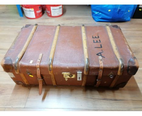Vintage wood and leather trunk 