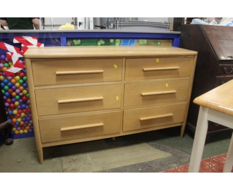 An Ercol light oak Chiltern six drawer chest of drawers, height 82 cm, width 130 cm, depth 45 cm