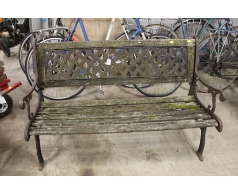 Metal and wooden garden bench, height 79 cm, width 126 cm